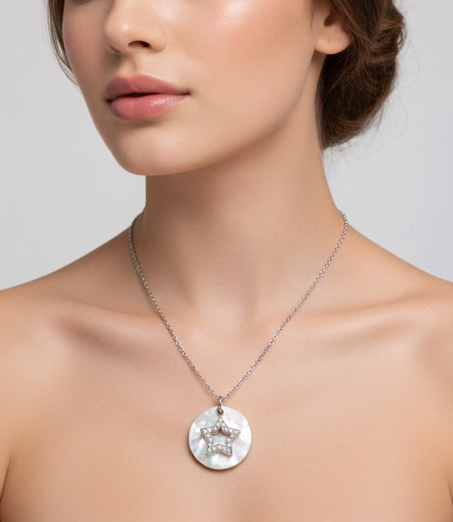 COLLAR ACERO ESTRELLA MADRE PERLA SRA FN