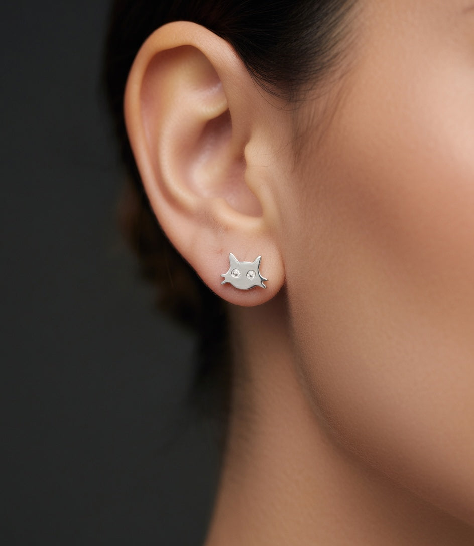 PENDIENTES PLATA GATO CIRCONITA