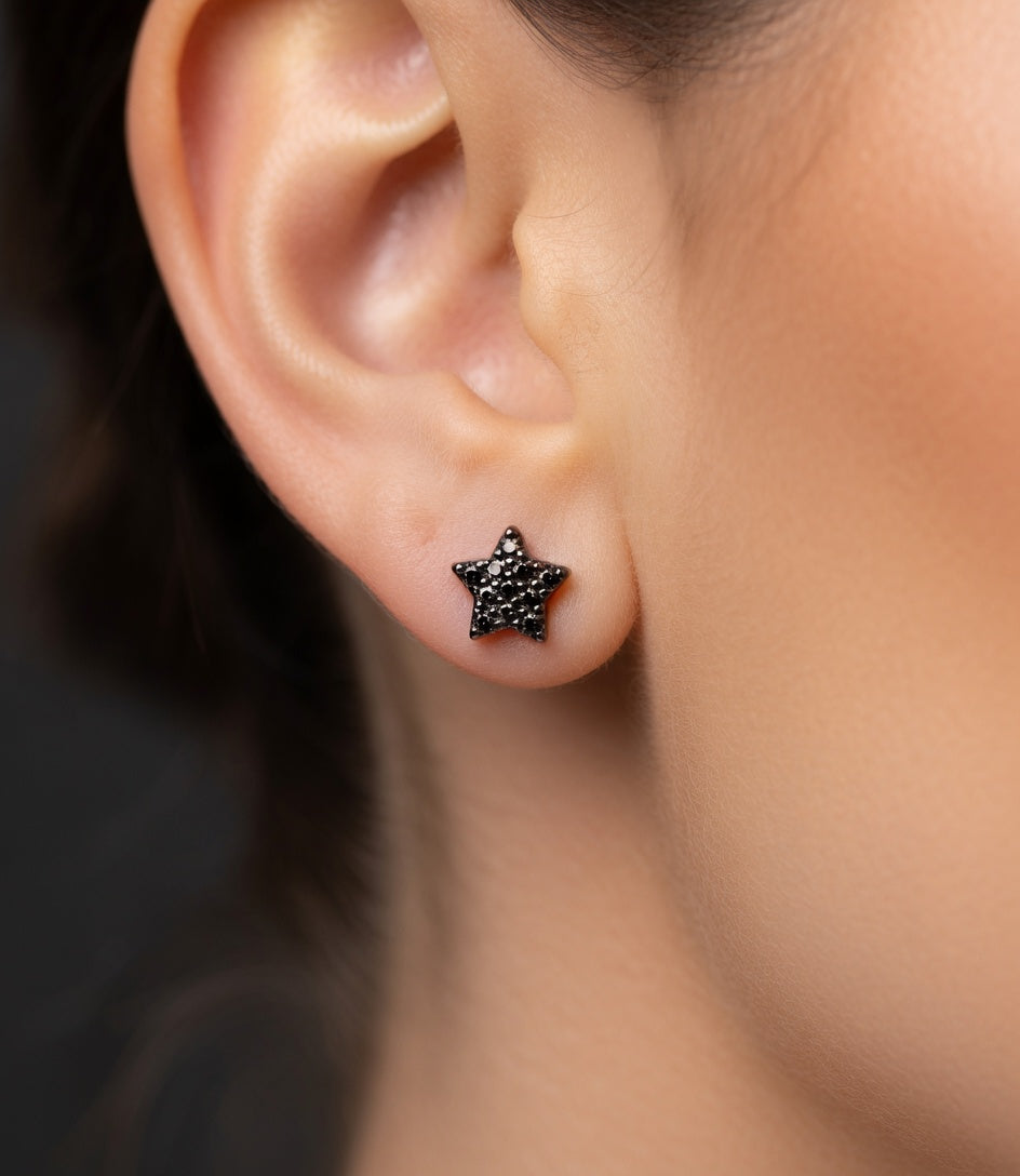 PENDIENTES PLATA CIRCONITA NEGRAS