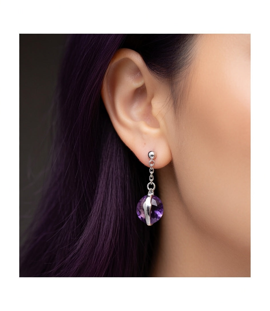 PENDIENTES PIEDRAS CRISTAL LILAS