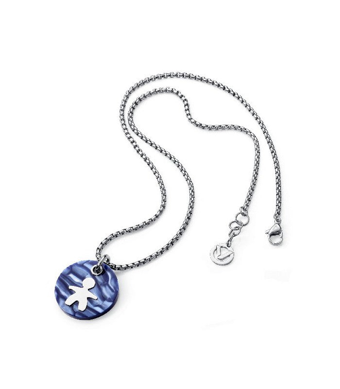 COLLAR ACERO Y ACETATO AZUL SRA FASHION