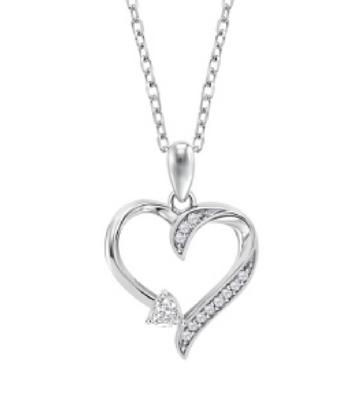 LOTUS PLATA COLLAR CORAZON CZ