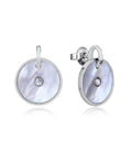 PENDIENTE ACERO, MADRE PERLA Y CRISTAL COLOR PLATEADO PARA MUJER FN