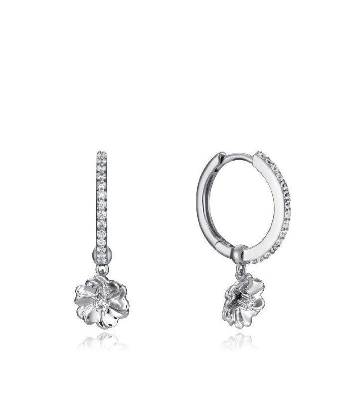 PENDIENTE PLATA ARO FORMA DE FLOR