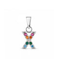 PENJANT PLATA X MULTICOLOR ZIRCONIA