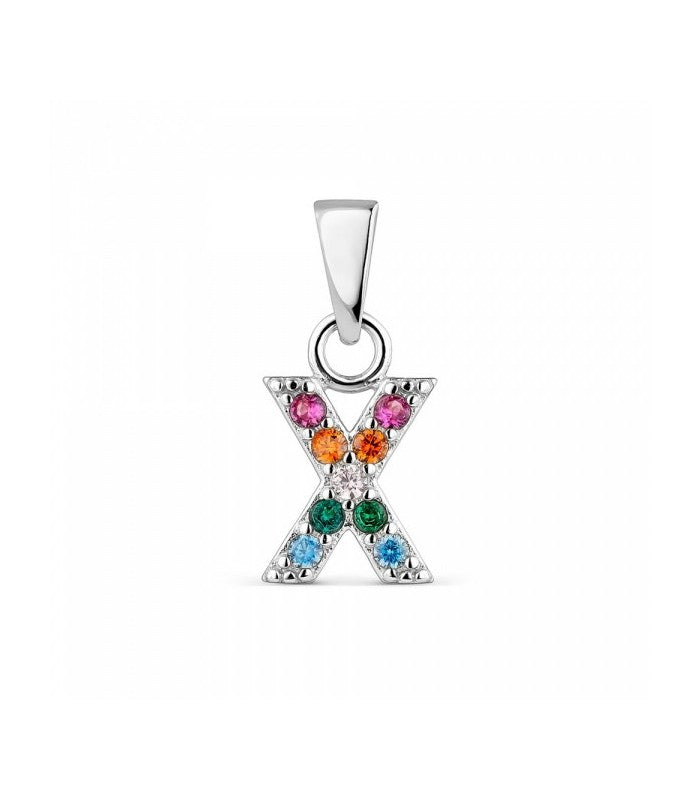 PENJANT PLATA X MULTICOLOR ZIRCONIA