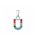 PENJANT PLATA LLETRA U CIRCONITA MULTICOLOR