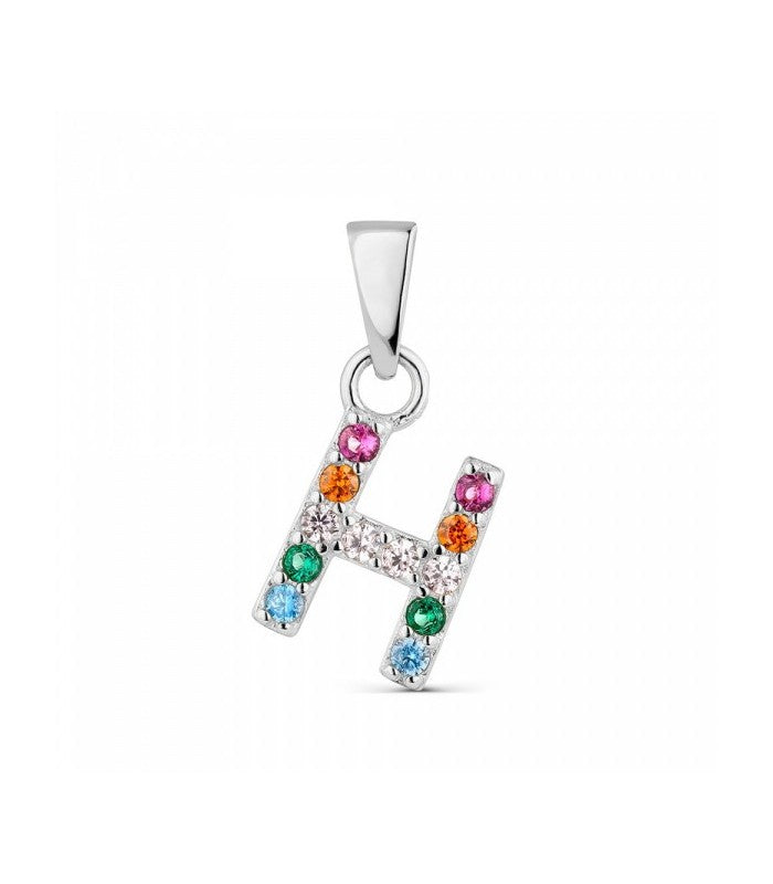 PENJANT PLATA H CIRCONITA MULTICOLOR