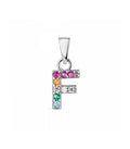 PENJANT PLATA LLETRA F MULTICOLOR CIRCONITA