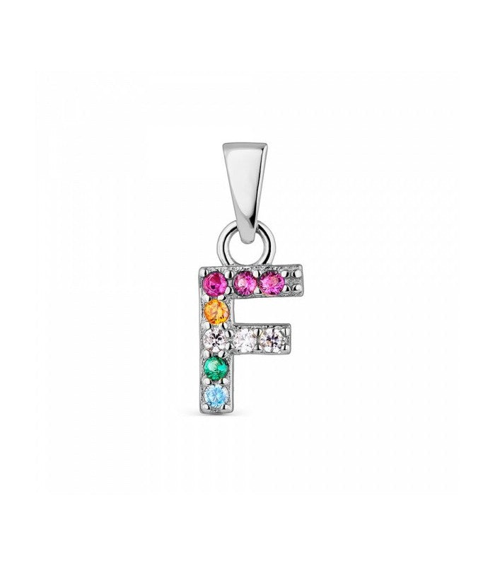 PENJANT PLATA LLETRA F MULTICOLOR CIRCONITA