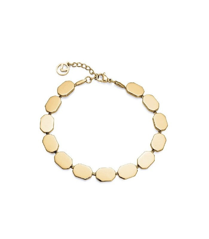 PULSERA ACERO IP DORADO PLACAS PARA ELLA FN