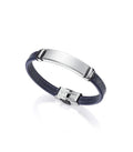 PULSERA ACERO DE PIEL Y PESPUNTE AZUL SR