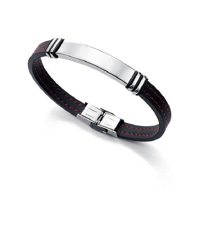 PULSERA ACERO Y CAUCHO NEGRO SR FASHION