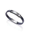 PULSERA PLACA ACERO SATINADA Y PIEL PARA HOMBRE