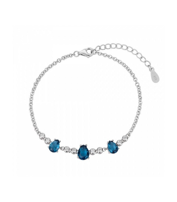 PULSERA PLATA PIEDRAS AZULES Y CIRCONITAS