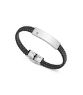 PULS ACERO Y PIEL NEGRA DIAMANTE PARA HOMBRE