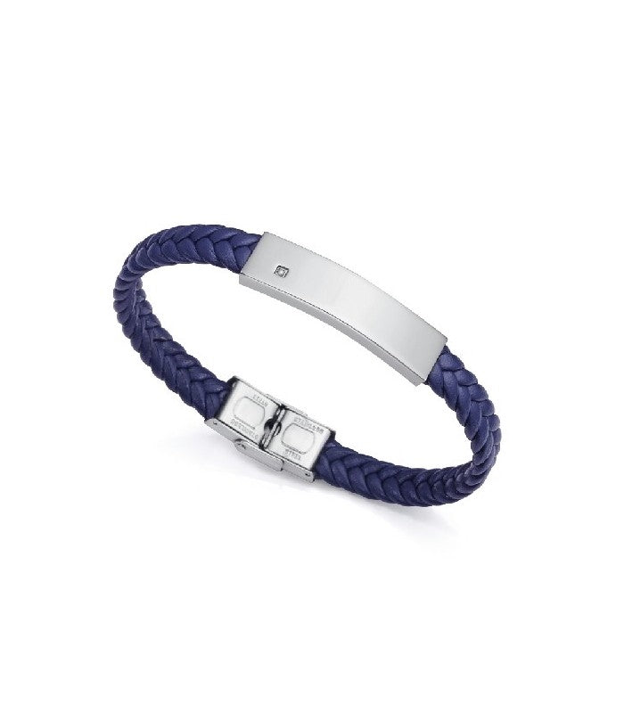 PULS ACERO Y PIEL AZUL DIAMANTE