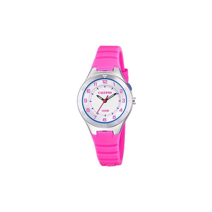 Reloj Calypso niña analógico esfera blanca detalles rosa Ref. K5800/2