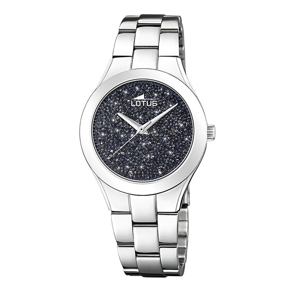 Reloj Lotus mujer joyería acero esfera negra cristales  Ref. 18656/4