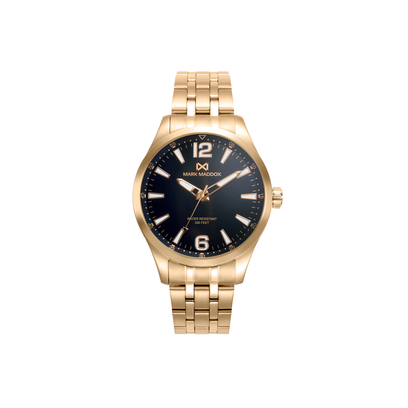 Reloj Mark Maddox hombre elegante acero IP dorado esferas - HM0148-53