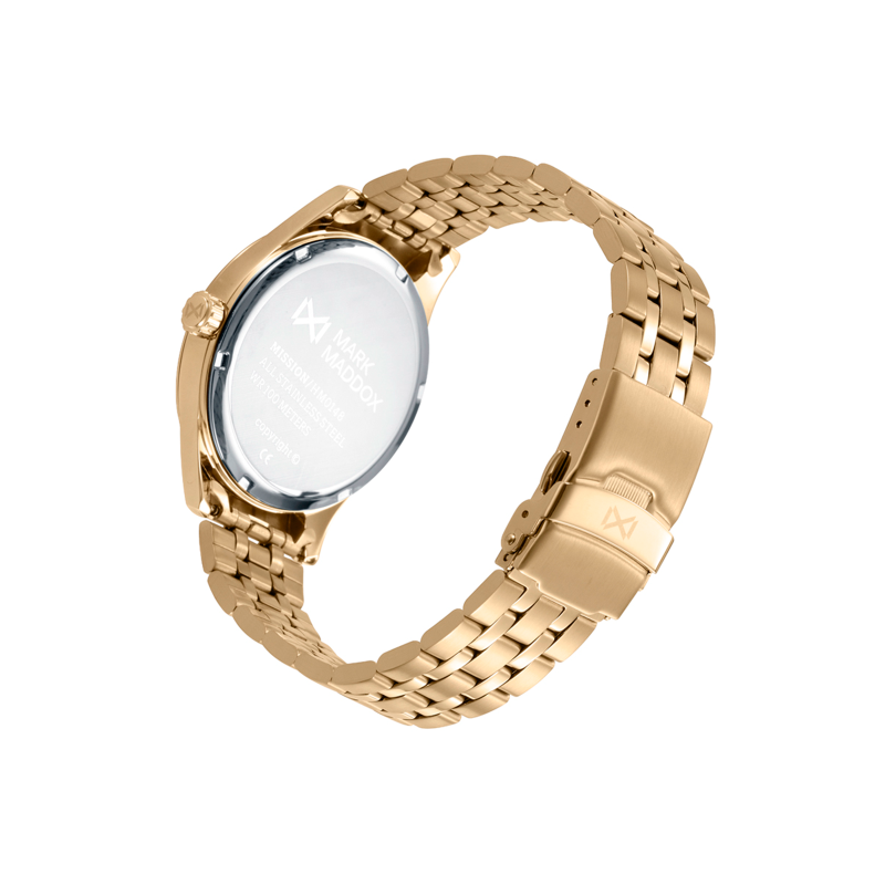 Reloj Mark Maddox hombre elegante acero IP dorado esferas - HM0148-53