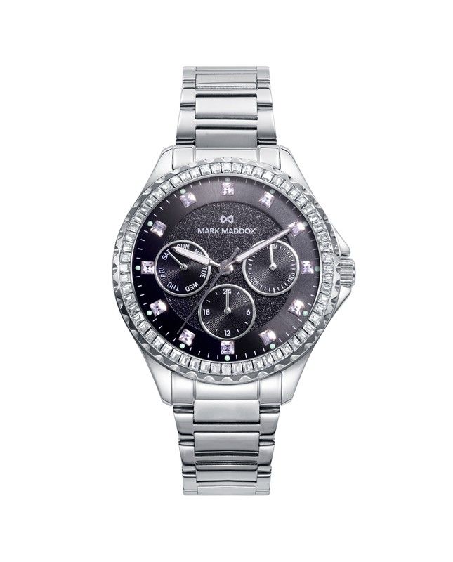 Reloj Mark Maddox mujer multifunción acero inoxidable bisel piedras - MM1008-57