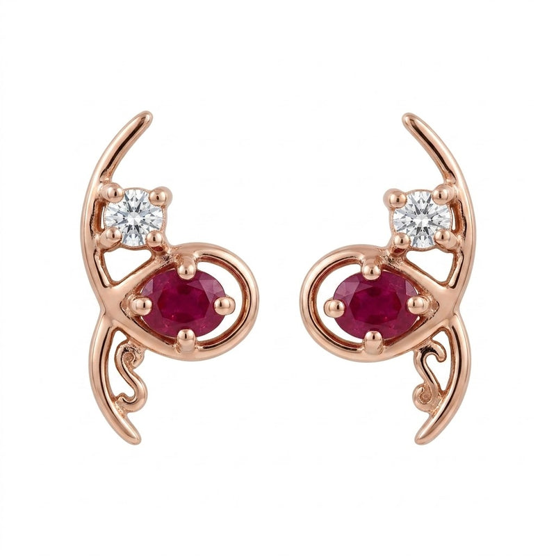 PENDIENTES ORO 18 KTES CON BRILLANTE RUBI