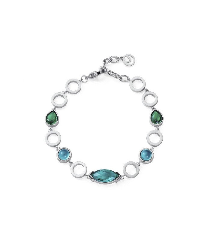 PULSERA ACERO CHAPADA, CRISTAL FASHION
