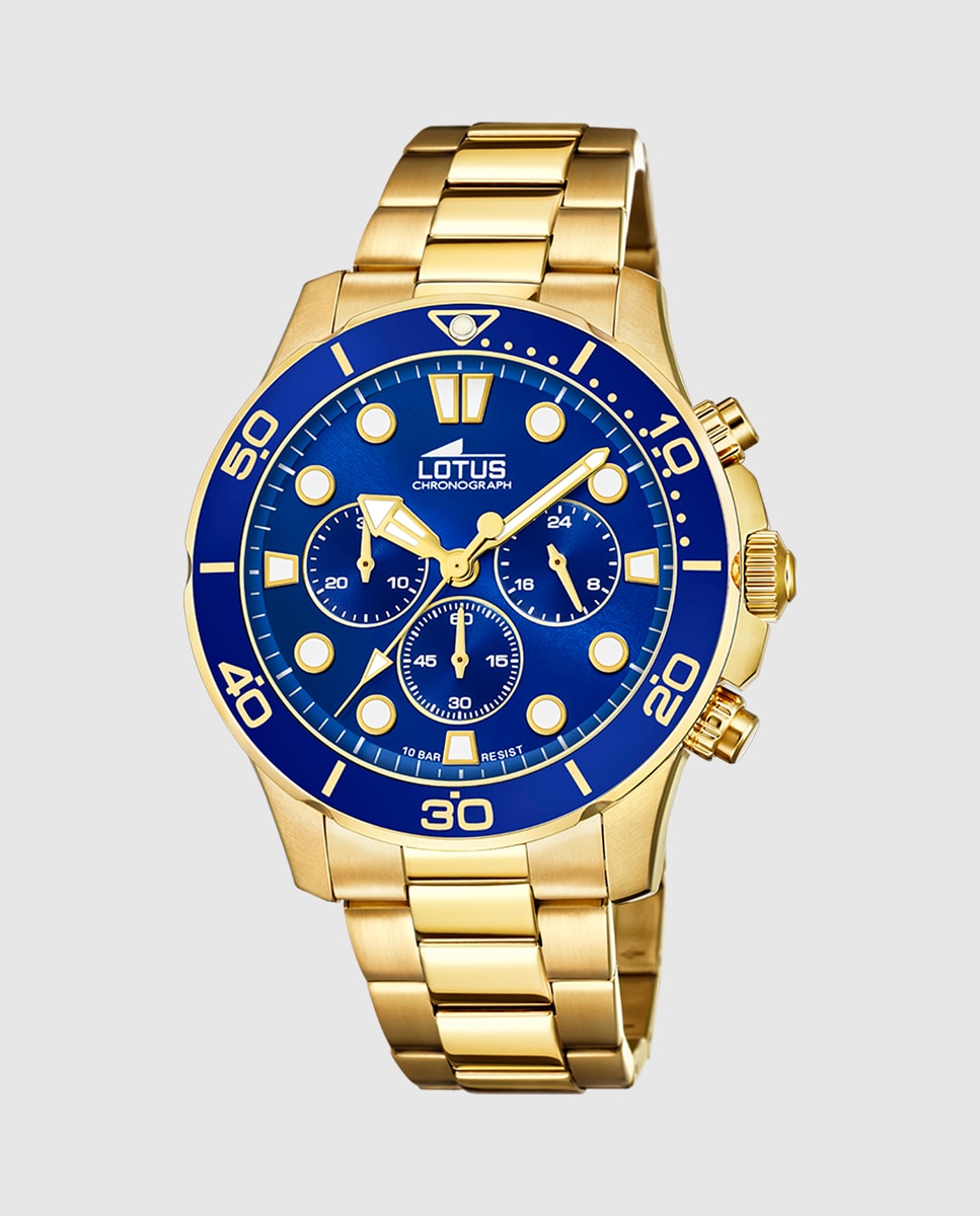Reloj Lotus hombre lujo clásico colección Excellent cronógrafo acero dorado Ref. 18758/1